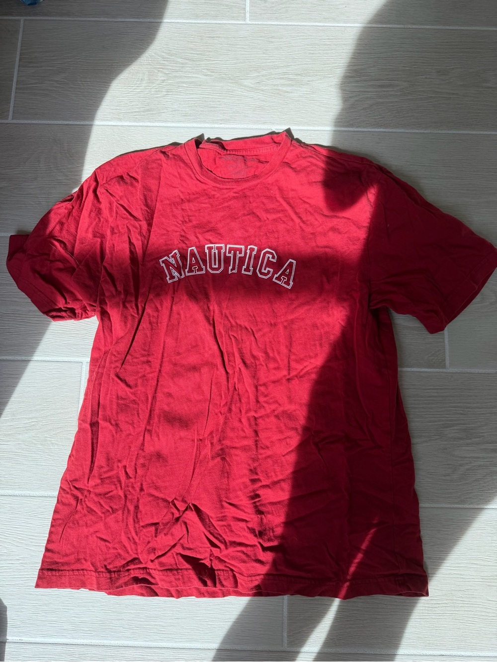 Nautica Red Short-Sleeve Crewneck Tee with White Logo